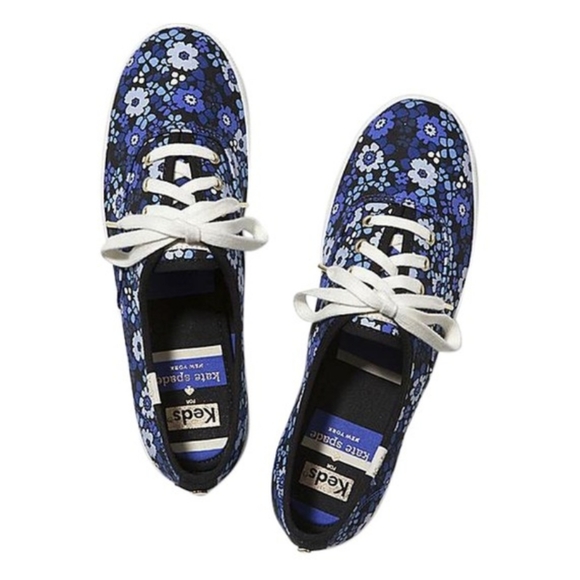 kate spade by keds Shoes - Kate Spade By Keds Blue/Black Kick Floral Sneakers